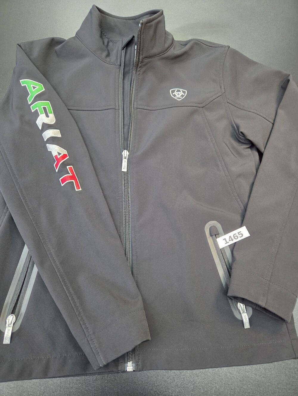 Ariat Team Softshell Mexico Jacket Youth Large (12) Black Full Zip Fleece Lined